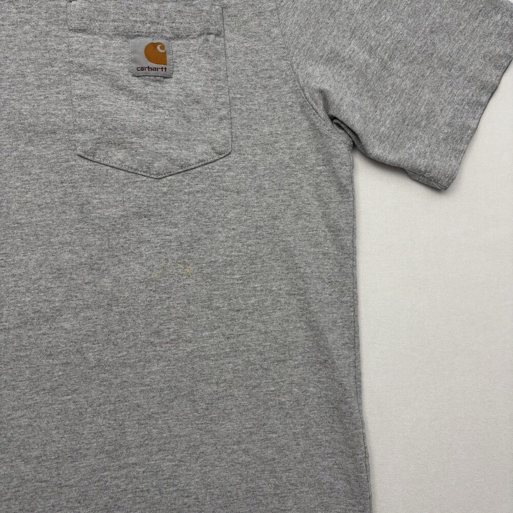 Carhartt T-Shirt Mens Small Gray Pocket Logo Short Sleeve Crew Neck Work Wear - Picture 3 of 5